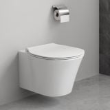 Vas WC Suspendat Connect Air Ideal Standard + Capac Slim Soft Close Finisaj Alb Lucios – ambient baie, vas wc suspendat alb cu suport hartie inox, pe perete