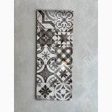 Faianta Montblanc Pearl Decoro Lucios 20x50 cm – placa decorativa cu motive patchwork gri-alb, lucioasa
