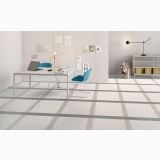 Gresie Digitalart Ecru 10x60 cm – ambient living, birou modern cu podea gresie model carouri gri, pe pardoseala