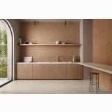 Gresie Terre Canapa 30x60 cm – ambient bucatarie, bucatarie moderna cu blat marmura si pardoseala gresie