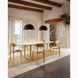 Gresie Inclusioni Clasic Terra Mat 60x60x1.2 cm – ambient living, living rustic cu masa lemn, gresie terrazzo pardoseala