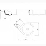 Lavoar Isla diam. 39.5 cm Cu Preaplin – schita tehnica, desen tehnic cu dimensiuni pentru lavoar de colt