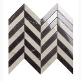 Mozaic pe plasa Mosaico Chevron Calacatta Mont Blanc Pietra Grey 26x30 cm