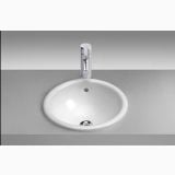 Lavoar Jara diam. 40 cm Cu Preaplin – lavoar oval alb cu baterie crom pe blat gri