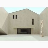 Gresie Portelanata Italgraniti Natural Ivory 60x120 – ambient exterior, curte exterioara minimalista cu pardoseala gresie bej deschis