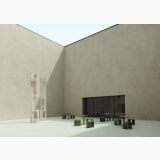 Gresie Portelanata Italgraniti Natural Ivory 30x60 – ambient exterior, curte exterioara cu pereti si pardoseala gresie bej, pe pardoseala si perete