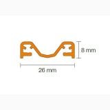 Capac Rigola Kerdi Line Vario Cove L120 cm – schita tehnica, desen tehnic profil, dimensiuni 26 mm si 8 mm