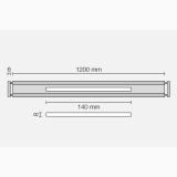 Capac Rigola Kerdi Line Vario Cove L120 cm – schita tehnica, desen tehnic cu dimensiuni 1200mm si 140mm