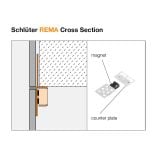 Kit magnetic usa vizitare Schluter Rema – schita tehnica, desen tehnic sectiune cu magnet si contraplaca