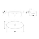 Lavoar Klea Gala 90x40cm Fara Preaplin – schita tehnica, desen tehnic cu dimensiuni lavoar oval 900x400mm