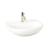 Lavoar Suspendat Din Ceramica 38 cm – lavoar alb cu baterie crom pe fundal alb