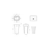 Lavoar Freestanding Assos Alb 50x40 cm – schita tehnica, desen tehnic cu dimensiuni lavoar freestanding, vedere laterala