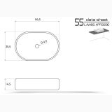 Lavoar Ceramica Oval LAV10 56x35 cm – schita tehnica, desen tehnic cu dimensiuni lavoar oval si vedere laterala