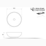Lavoar Ceramica Rotund LAV1 Ø41 cm – schita tehnica, desen tehnic cu dimensiuni lavoar rotund, vedere sus si laterala