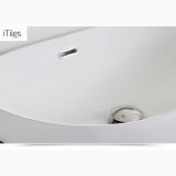 Lavoar Ceramica Oval LAV13 60x40 cm – detaliu, detaliu preaplin oval si buton evacuare lavoar