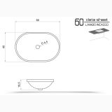 Lavoar Ceramica Oval LAV13 60x40 cm – schita tehnica, desen tehnic cu dimensiuni lavoar oval incasso
