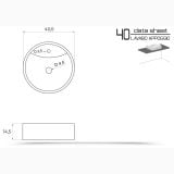 Lavoar Ceramica Rotund LAV20 Ø40,5 cm – schita tehnica, desen tehnic cu dimensiuni lavoar rotund si sectiune