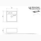 Lavoar Ceramica Patrat LAV25 40 cm – schita tehnica, desen tehnic cu dimensiuni lavoar patrat 41 cm