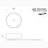 Lavoar Ceramica Rotund LAV3 Ø40,5 cm – schita tehnica, desen tehnic cu dimensiuni lavoar rotund si sectiune