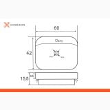 Lavoar Ceramica Dreptunghiular LAV42 60x42 cm – schita tehnica, desen tehnic cu dimensiuni si detalii orificii