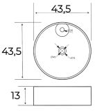 Lavoar Ceramica Rotund LAV47 Ø43.5 cm – schita tehnica, desen tehnic cu dimensiuni si diametre orificii lavoar