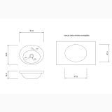 Lavoar Incorporat LAV70 51.5x45.5 cm – schita tehnica, desen tehnic cu dimensiuni si dima minima recomandata