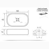 Lavoar Ceramica Oval SLIM51 60x42 cm – schita tehnica, desen tehnic cu dimensiuni lavoar oval si sectiune