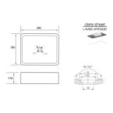 Lavoar Ceramica Dreptunghiular SLIM53 50x38 cm – schita tehnica, desen tehnic cu dimensiuni lavoar si sectiune montaj