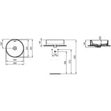 Lavoar Rotund Ideal Standard Strada II 45x45 cm – schita tehnica, desen tehnic cu cote pentru lavoar rotund
