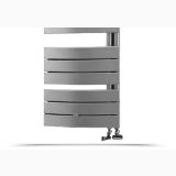 Radiator Lazzarini Pieve Crom 1680x550 mm – radiator prosop crom pe fundal alb, robineti vizibili