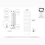 Radiator Lazzarini Pieve Crom 1680x550 mm – schita tehnica, desen tehnic cu dimensiuni si detalii montaj radiator