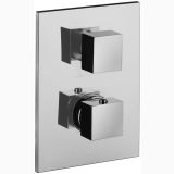 Set Dus Complet Incastrat Paffoni Level Crom – placa cromata cu doua butoane cubice montata izolat