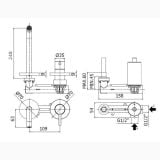 Baterie Lavoar Incastrata Paffoni Light Finisaj Negru Mat cu Pipa 248 mm – schita tehnica, desen tehnic cu dimensiuni pentru baterie lavoar incastrata