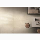 Gresie Portelanata Concreta Avorio 100X100 cm – ambient living, vedere de sus, pardoseala gresie cu scaune si masuta
