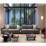 Gresie Via Appia Ivory Mat 60x60 cm – ambient living, living spatios cu canapele gri si pardoseala gresie deschisa