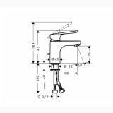 Baterie Lavoar Hansgrohe Logis E 70 Finisaj Crom – schita tehnica, desen tehnic cu dimensiuni pentru baterie lavoar