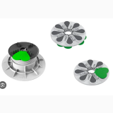Compensator Lucky pentru Suport fix Gresie 2 cm Lord – piese plastic rotunde cu suport verde pe fundal alb