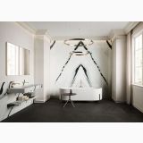Lastra Gresie Pietra Grey Mat 120x280x0,6 cm – ambient baie, baie luxoasa cu cada freestanding si pardoseala gresie gri