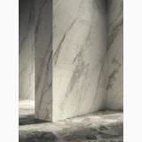 Gresie Portelanata Van Gogh White Mat 120x120 cm – ambient, spatiu abstract cu pereti si pardoseala din marmura, pe pardoseala si perete