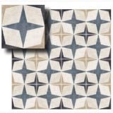 Gresie Decorata London Mayfair 20x20 cm – placa cu model stea geometric albastru bej crem