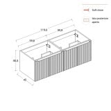 Set Mobilier Dublu Baie Riflat Suspendat L.120 cm – schita tehnica, desen tehnic cu dimensiuni pentru mobilier baie dublu