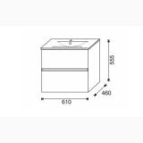 Set Mobilier Baie Suspendat Harmony Natural Grey L.60 cm – schita tehnica, desen tehnic mobilier baie cu dimensiuni cotate