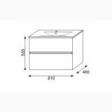 Set Mobilier de Baie Harmony Natural Grey L.80 cm – schita tehnica, desen tehnic mobilier baie cu dimensiuni cotate