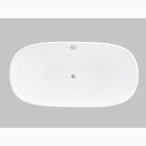 Cada Freestanding Rectangulara Natasha 170x84 cm – vedere de sus a cazii ovale pe fundal gri