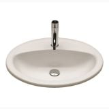 Lavoar Nila 56.5x47 cm Fara Preaplin Si Cu Gaura De Baterie – lavoar oval alb cu baterie crom pe fundal alb