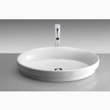 Lavoar Ovalo 63.5x39 cm Fara Preaplin – lavoar oval alb cu baterie crom, fundal neutru
