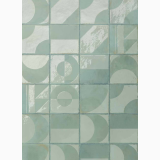 Gresie Decor Manufatti Forme 20x20 cm – detaliu, pattern geometric verde salvie cu forme rotunde