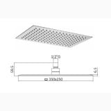 Cap De Dus Dreptunghiular Paffoni Solutions 350x250 mm – schita tehnica, desen tehnic cu dimensiuni cap de dus dreptunghiular