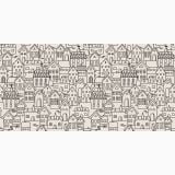 Gresie Decorata Wide & Style ABK Paint The House 60x120 cm – schita tehnica, desen ilustrativ cu case desenate, model decorativ repetitiv
