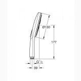Para Dus Grohe Rainshower SmartActive 130 Finisaj Negru Mat – schita tehnica, desen tehnic cu dimensiuni para de dus
